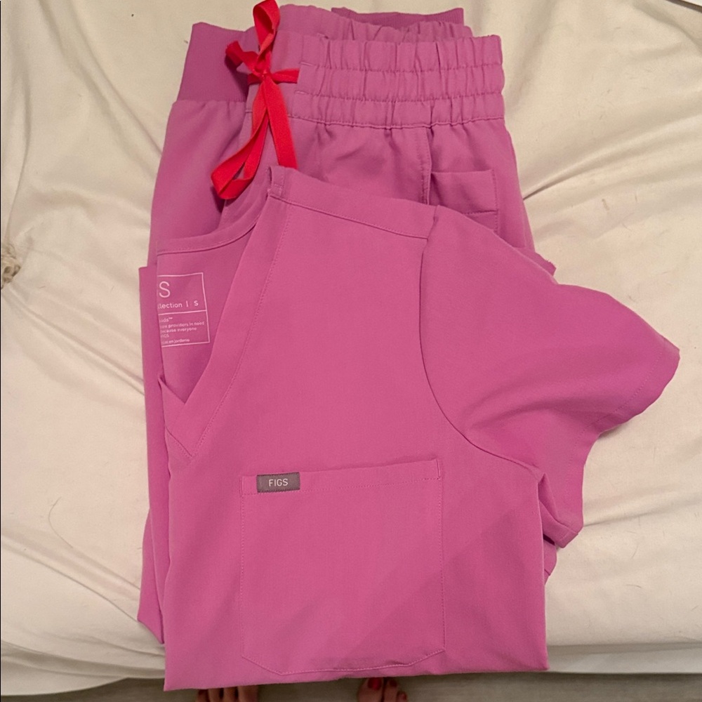 Figs  Magenta Joggers with Red Drawstring